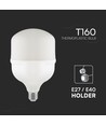 E27 60W T160 LED pære - 6600lm, 6500K, inkl. E40 adapter, hvid plast