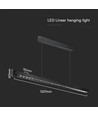 36W LED lineær hængelampe - Samsung-linse, type 3i1, sort