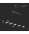 36W LED Lineært Hængende Suspensionslys - Samsung, Diff. Pladetype 3i1, Sort