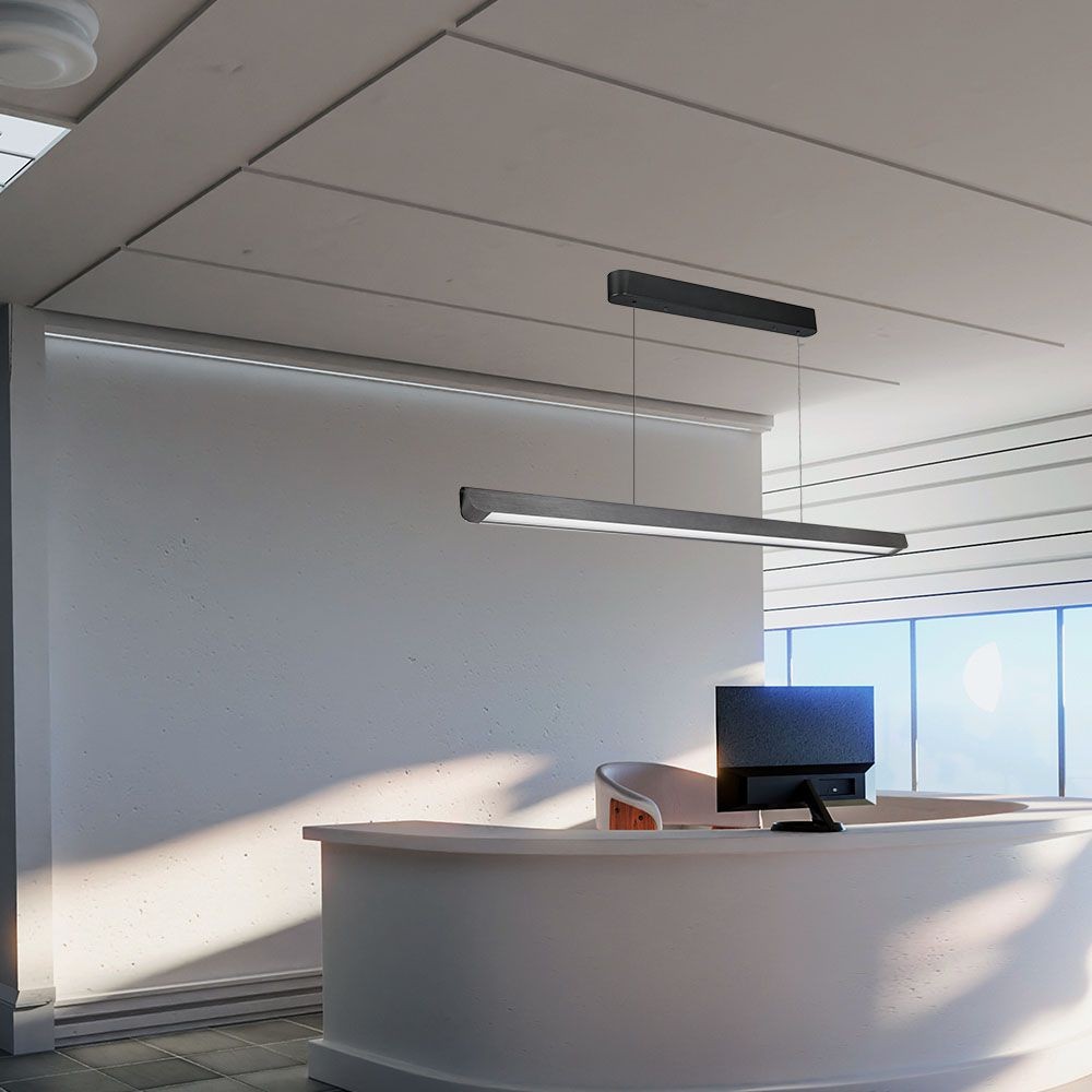36W LED lineært pendel armatur, 3IN1 CCT - 2880lm, mat grå, Samsung LED, inkl. wireophæng - Kulør : 3-i-1