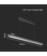 36W LED lineært pendel armatur, 3IN1 CCT - 2880lm, mat grå, Samsung LED, inkl. wireophæng