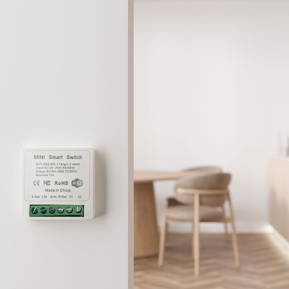 Wi-Fi Smart Switch, 10A - Mini on-line switch, 1 Gang, IP20, Smart Home styring