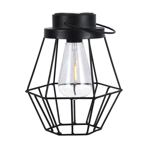 LED solcellelampe - 2700K, metal+sort hus