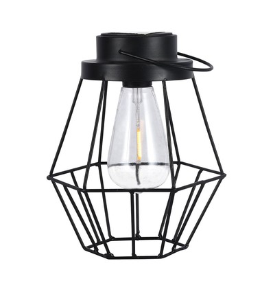 LED solcellelampe - 2700K, metal+sort hus