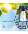 LED solcellelampe - 2700K, metal+sort hus