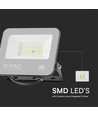 30W projektør - Samsung chip, 1m ledning, 3000K, sort hus, grå matteret glas