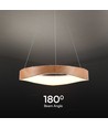 25W LED designer pendel i træ - Ø50cm, 3000K, hvid krop, inkl. lyskilde