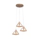 3xE27 Designer pendelophæng i træ - Brun, 26x26cm, 1m ledning, uden lyskilde
