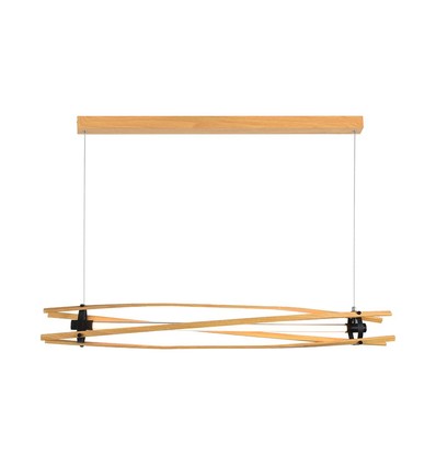LED designer hængelampe - 3000K, træ+sort hus
