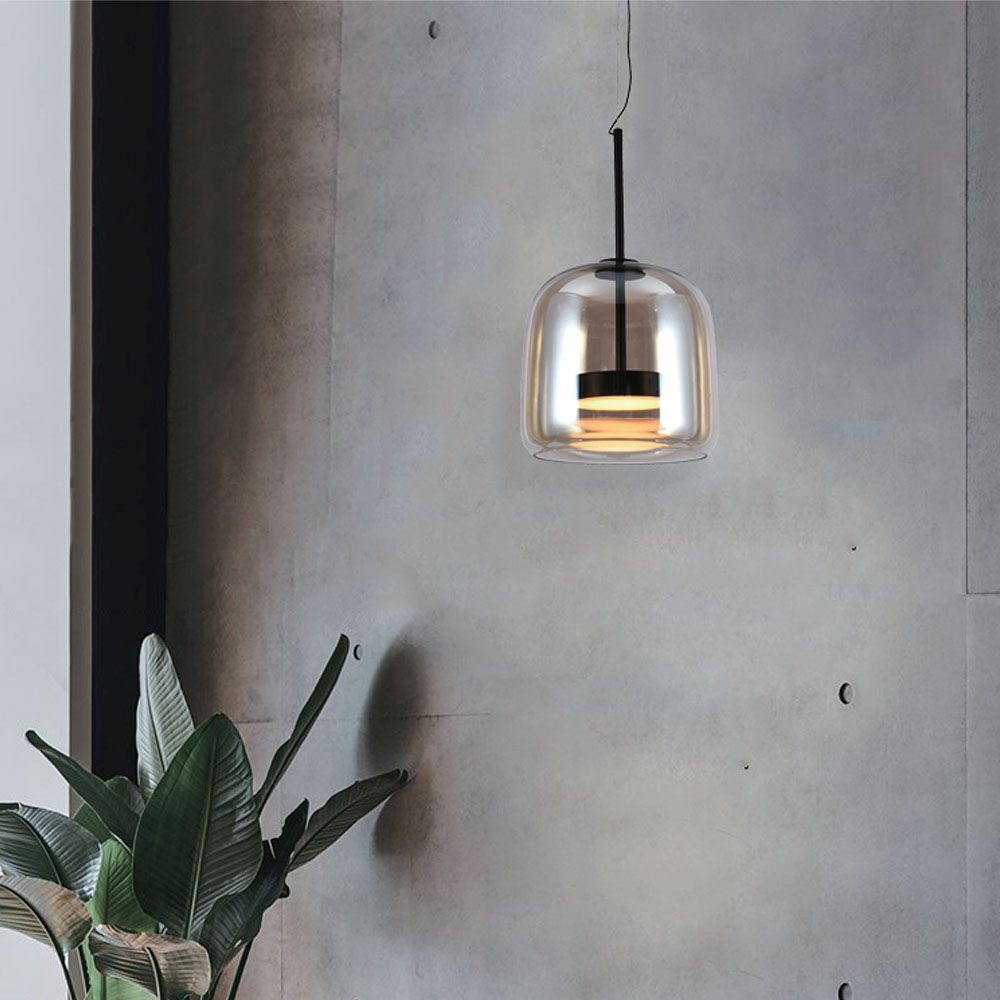 6W Designer LED pendel - 750lm, metal og glas, Ø23cm, højdejusterbar, inkl. lyskilde - Kulør : Varm
