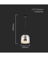 6W Designer LED pendel - 750lm, metal og glas, Ø23cm, højdejusterbar, inkl. lyskilde