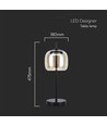 LED Designer Bordlampe - 3000K, Metal+Glas, Hus
