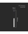 LED designer hængelampe - 3000K, sort+hvid, hus