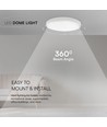 36W Kuppel Lys - LED, Samsung chip, 3000K, Rund, Hvid Ramme, IP44