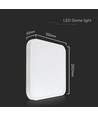 VT-18 LED Kuppel Lys 18W - Samsung chip, 3000K, firkantet, hvid ramme, IP44