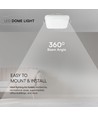 VT-18 LED Kuppel Lys 18W - Samsung chip, 3000K, firkantet, hvid ramme, IP44