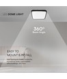 24W LED Dome Lys - Samsung Chip, 3000K, Firkantet, Sort Ramme, IP44