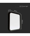 24W LED loftslampe, kvadratisk - Samsung LED chip, 4000K, sort kant, IP44, 295x295mm