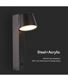 8W LED væglampe med USB - 3000K, 900lm, IP20, sort, drejbar, indendørs, inkl. lyskilde