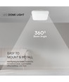 V-TAC LED Dome Lys 48W - Samsung Chip, 3000K, kvadratisk, hvid ramme, IP44