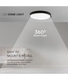 18W LED loftslampe med Samsung chip - Ø25cm, IP44, sort kant, 5 års garanti