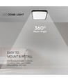 48W LED Dome Lys - Samsung Chip, 3000K, kvadratisk, sort ramme, IP44