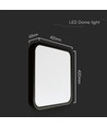 48W LED loftslampe, 42x42cm - 6500K, IP44, sort kant, kvadratisk, 5160lm