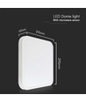 18W LED Dome Lys - Sensor, Samsung Chip, 4000K, Firkantet, Hvid Ramme, IP44