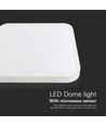 18W LED Dome Lys - Sensor, Samsung Chip, 4000K, Firkantet, Hvid Ramme, IP44