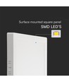 12W Panel - bagbelyst, påbygning, Samsung chip, 3000K, firkantet