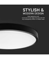 24W LED loftslampe med Samsung LED chip - Rund, sort kant, IP44, Ø29,5cm, 5 års garanti