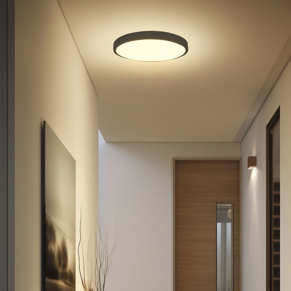 24W LED sensorlampe - IP44, Ø35cm, sort kant, indbygget sensor, fjernbetjening, inkl. lyskilde - Kulør : Neutral