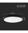 V-Tac 24W LED sensorlampe - Ø35cm, IP44, Indbygget sensor, fjernbetjening, sort kant, inkl. lyskilde