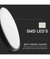V-Tac 24W LED sensorlampe - Ø35cm, IP44, Indbygget sensor, fjernbetjening, sort kant, inkl. lyskilde