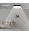 V-Tac 24W LED sensorlampe - Ø35cm, IP44, Indbygget sensor, fjernbetjening, sort kant, inkl. lyskilde