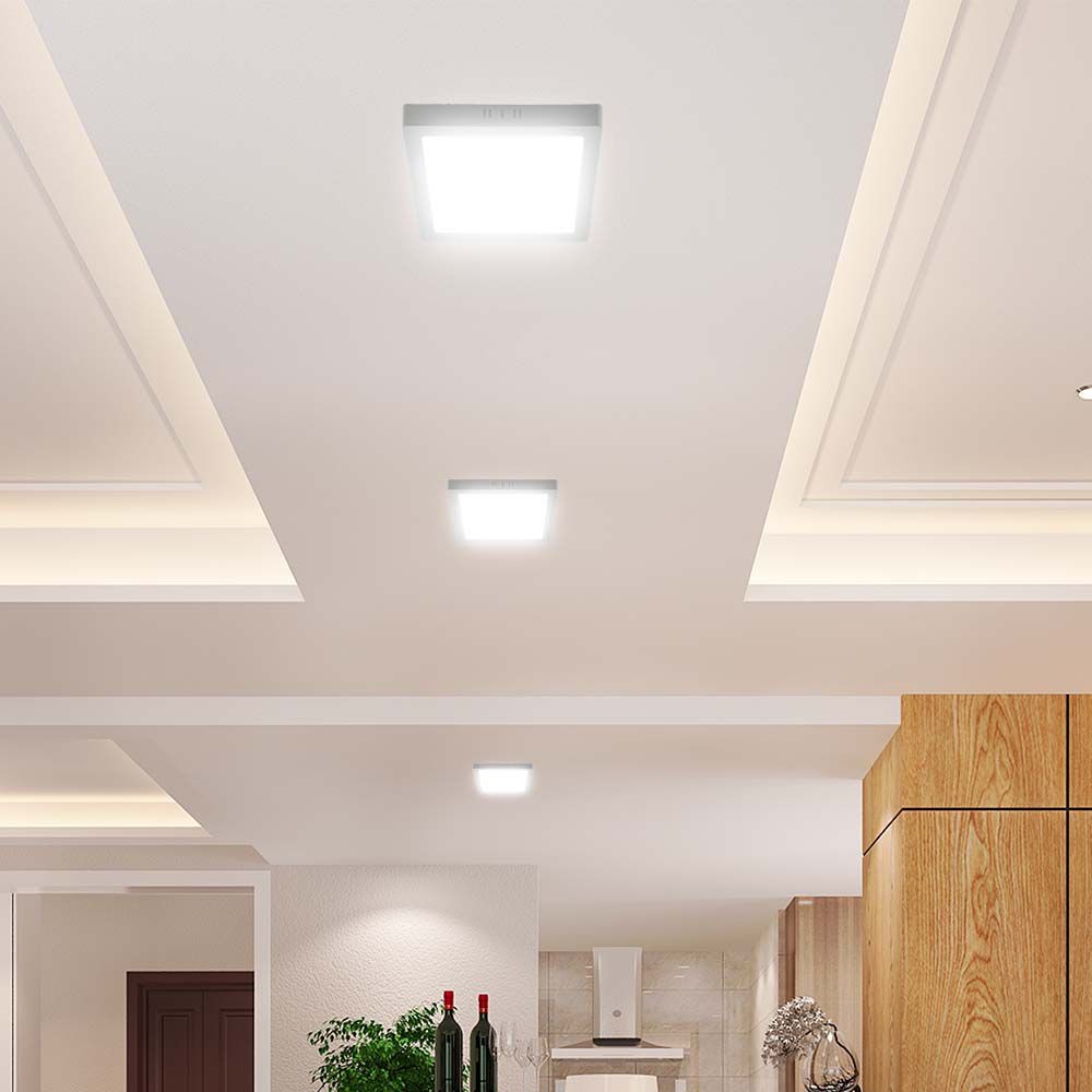 18W kvadratisk LED loftlampe - 1800lm, 6500K, kold hvid, backlit panel - Kulør : Varm