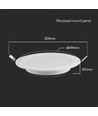 24W Ø29,5cm LED indbygningspanel - Samsung LED chip, 6500K, 110lm/W, Hul: Ø27,5-28 cm, Mål: Ø29,5 cm