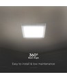 18W kvadratisk LED loftpanel - 6500K, hvid kant, 21,4 x 21,4 cm, bagbelyst loftlampe