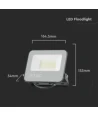 30W LED projektør - 4000K sort hus, gråt glas, 160lm/W