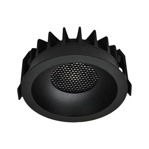 12W Ø8,6cm Blændfri CCT Downlight RA90 - Hul: Ø7,5 cm, Ydre mål: Ø8,6 cm, 3 lyskulører, sort front, Honeycomb