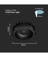 12W Blændfri RA90 CCT Downlight Ø86mm - 3 lyskulører, sort front, Hul: Ø75mm, Honeycomb