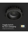 12W Blændfri RA90 CCT Downlight Ø86mm - 3 lyskulører, sort front, Hul: Ø75mm, Honeycomb