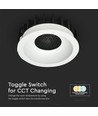 24W Ø13,5cm Blændfri CCT Downlight RA90 - Hul: Ø11,5 cm, Mål: Ø13,5 cm, 3 lyskulører, hvid front, Honeycomb