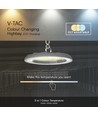 100W LED high bay, CCT - 83lm/W, IP65, Ø23,5cm, 3 lyskulører