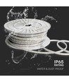 50m 10,5W/m Blå LED strip - 121 LED pr. meter, IP65 vandtæt, 230V, inkl. stik
