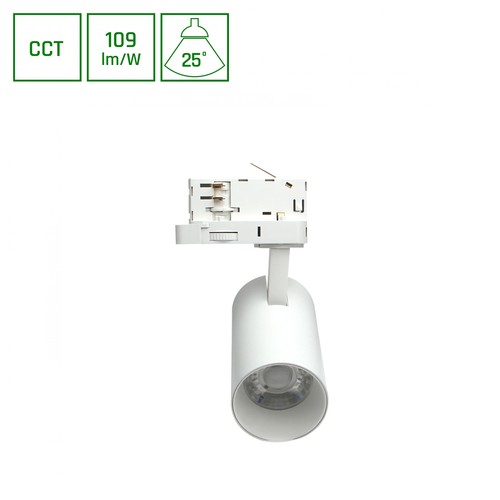 Andromeda Prime skinnespot 16W - 3-faset skinne CCT 230V 25° IP20 DI. 63x134x184mm hvid Spectrum