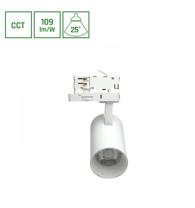 Andromeda Prime skinnespot 16W - 3-faset skinne CCT 230V 25° IP20 DI. 63x134x184mm hvid Spectrum