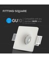 GU10 gips indspartlingsspot - Downlight, 12x12cm, kvadratisk, hvid, ekskl. fatning og lyskilde
