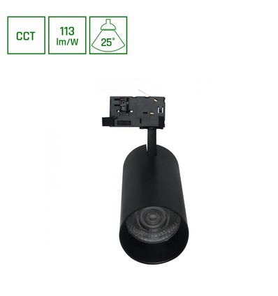 ANDROMEDA PRIME skinnespot 24W - 3-faset skinne CCT, 230V, 25°, IP20, DI.76x177x228mm, sort, Spectrum