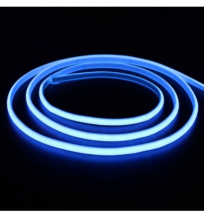 5 m. vandtæt Lyseblå Neon COB strip - 230V, IP67, 288 LED, 11,5W/m, kan klippes for hver 10cm